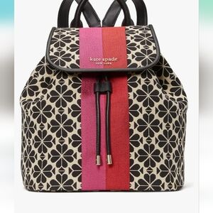 Kate Spade New York Spade Flower Jacquard Stripe Synch Medium Flap Backpack NWOT